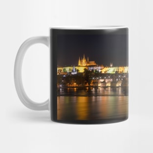 Prague and The Charles bridge and Castle at night Mug